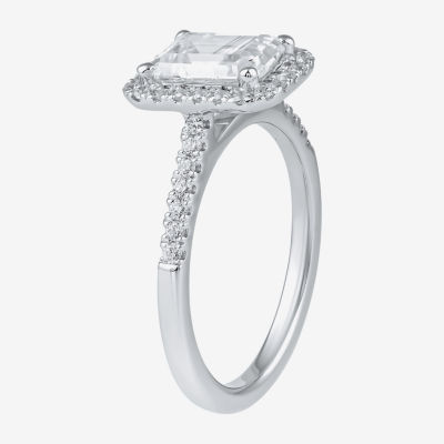 (G / I1) Womens 2 1/2 CT. T.W. Lab Grown White Diamond 10K White Gold Halo Engagement Ring