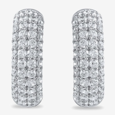 Womens 1 CT. T.W. Lab Grown White Diamond Sterling Silver 15.1mm Hoop Earrings