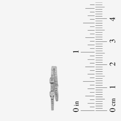 Womens 1 CT. T.W. Lab Grown White Diamond Sterling Silver 25.7mm Hoop Earrings