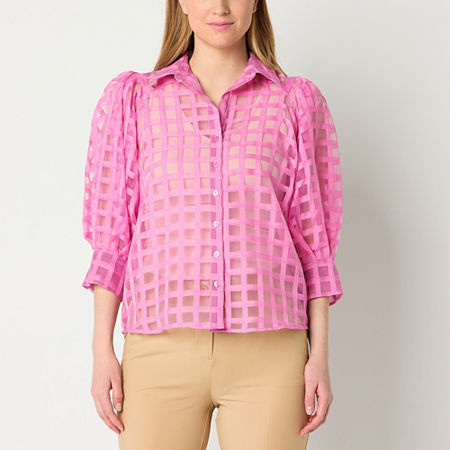 52seven Womens Long Sleeve Blouse, X-large, Pink