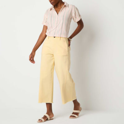 a.n.a Soft Drape Womens High Rise Wide Leg Cropped Jean