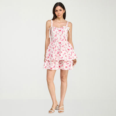 Trixxi Womens Juniors Sleeveless Floral Fit + Flare Dress