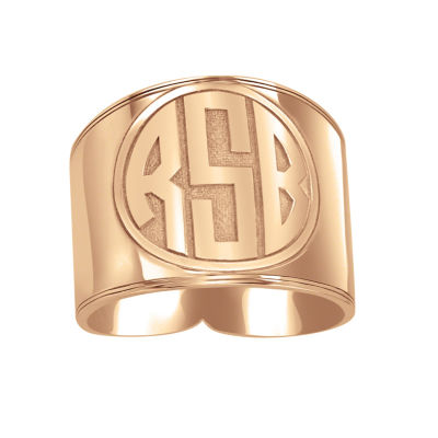 Personalized Circle Block Monogram Ring 