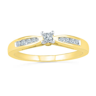 Promise My Love Womens 1/5 CT. Natural White Diamond 10K Gold Side Stone Promise Ring