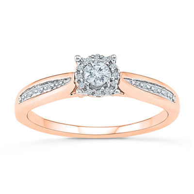 Promise My Love Womens Diamond Accent Natural White Diamond 10K Gold Round Halo Promise Ring