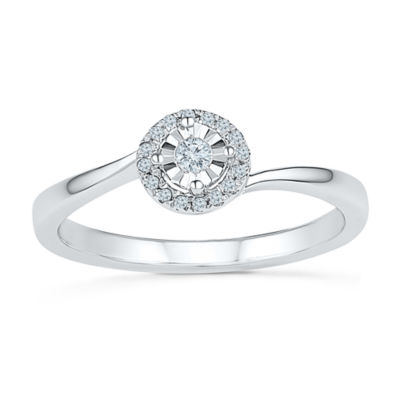 Promise My Love Womens 1/10 CT. T.W. Natural White Diamond Sterling Silver Round Promise Ring