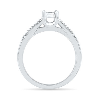 Promise My Love Womens 1/10 CT. T.W. Natural White Diamond 10K Gold Round Side Stone Promise Ring