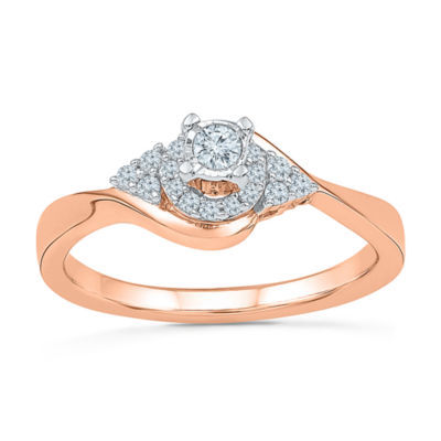 Promise My Love Womens 1/5 CT. Natural White Diamond 10K Gold Round Ring