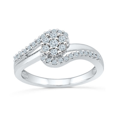 Promise My Love Womens 1/3 CT. T.W. Natural White Diamond Sterling Silver Round Promise Ring