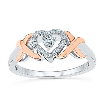 Promise My Love Womens 1/10 CT. T.W. Mined White Diamond Sterling Silver  Heart Promise Ring - JCPenney