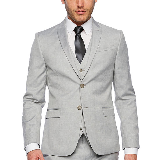 JF J.Ferrar Light Gray Tic Weave  Slim Fit Suit Separates
