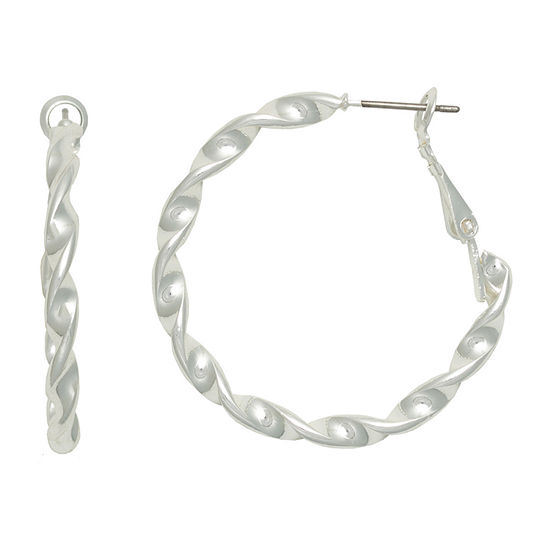 Mixit Silver Tone Twisted Hoop Earrings