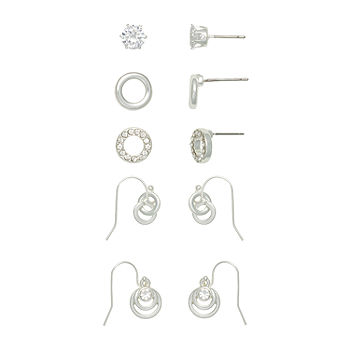  5 Pairs Stud Earrings Set, Hypoallergenic Cubic