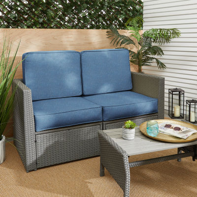 Mozaic Company Deep Seating Loveseat Cushion Set,Corded Patio Seat Cushion - Tory Denim