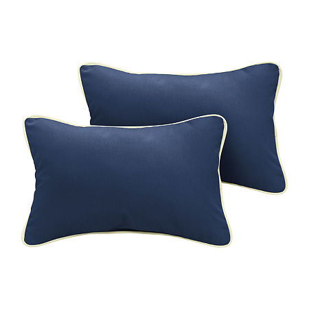 Mozaic Company Sunbrella Canvas Lumbar Pillow Corded (Set Of 2), One Size, Blue