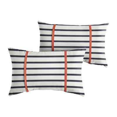 Mozaic Company Lumbar W/Double Flange (Set Of 2)  Rectangular Outdoor Pillow - Lido Indigo