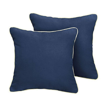 Mozaic Company Corded (Set Of 2) Outdoor Pillow - 18'' Square, One Size, Blue