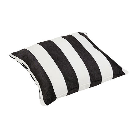 Mozaic Company 26''X26'' Floor Knife Edge Outdoor Pillow - Cabana Classic, One Size, Black