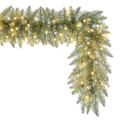 Vickerman 9' Champagne Christmas Garland with 100Warm White LED Lights
