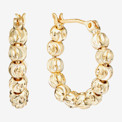 Silver Reflections Beaded 24K Gold Over Brass Hoop Earrings