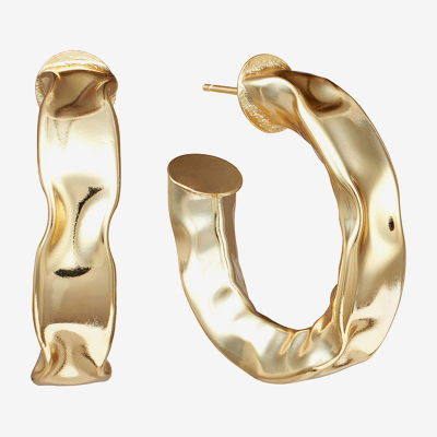 Hammered 24K Gold Over Brass Hoop Earrings