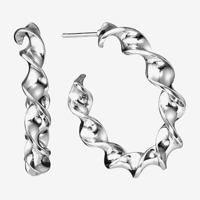 Twisted Pure Silver Over Brass Hoop Earrings