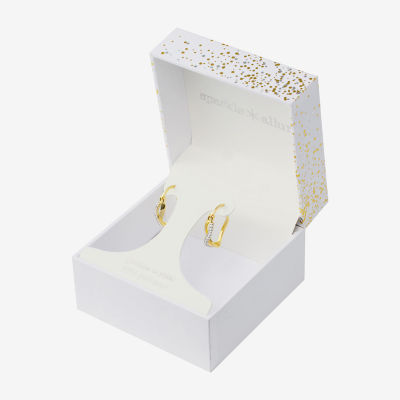 Sparkle Allure Twist Crystal 24K Gold Over Brass Hoop Earrings