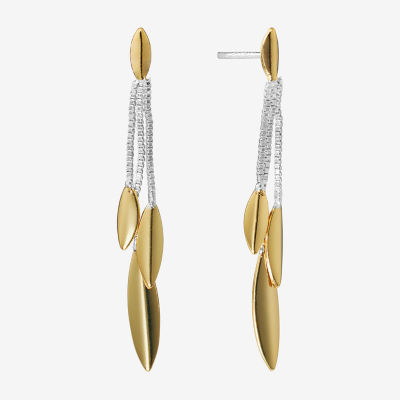Silver Reflections Tri 24K Gold Over Brass Pure Silver Over Brass Drop Earrings