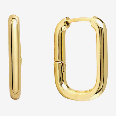 14K Gold Over Brass Rectangular Hoop Earrings