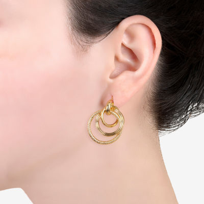 Silver Reflections Doorknocker 14K Gold Over Brass Drop Earrings