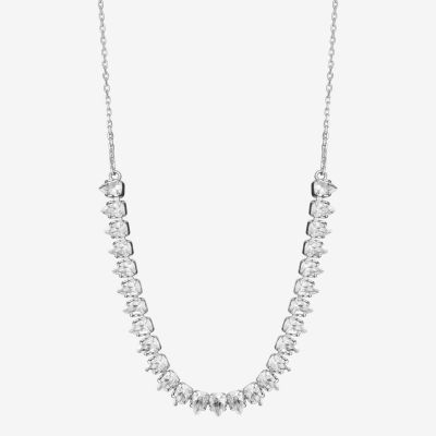 Silver Reflections Frontal Cubic Zirconia Pure Silver Over Brass 16 Inch Link Tennis Necklaces