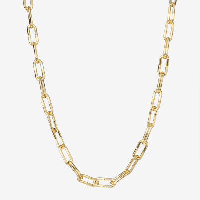 Silver Reflections 14K Gold Over Brass 18 Inch Paperclip Chain Necklace