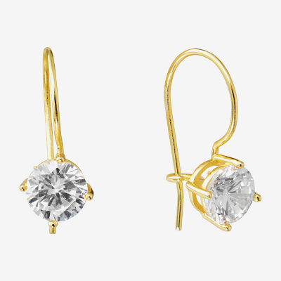 Silver Treasures Cubic Zirconia 14K Gold Over Silver Round Drop Earrings