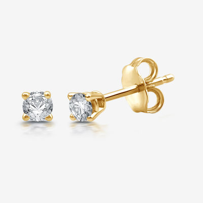 Ever Star (H-I / I1) 1/5 CT. Lab Grown White Diamond 14K Gold Over Silver 3mm Round Stud Earrings