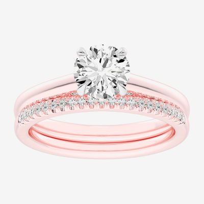 (G / Vs2-Si1) Womens 1 1/4 CT. T.W. Lab Grown White Diamond 14K Gold Round Solitaire Bridal Set
