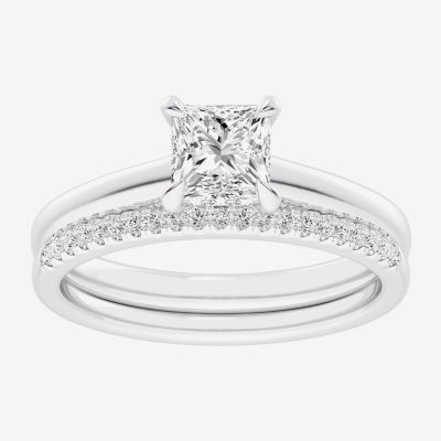 G / Vs2-Si1) Womens 1 1/4 CT. T.W. Lab Grown White Diamond 14K Gold Solitaire Bridal Set