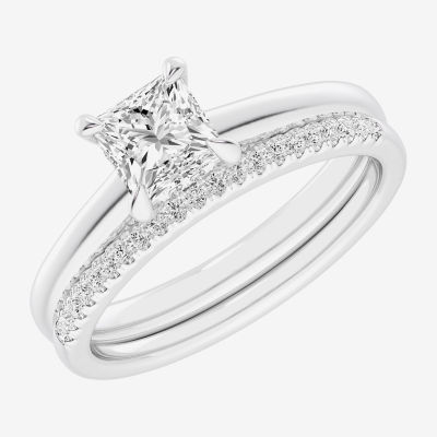 G / Vs2-Si1) Womens 1 1/4 CT. T.W. Lab Grown White Diamond 14K Gold Solitaire Bridal Set