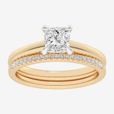 (G / Vs2-Si1) Womens 1 1/4 CT. T.W. Lab Grown White Diamond 14K Gold Solitaire Bridal Set