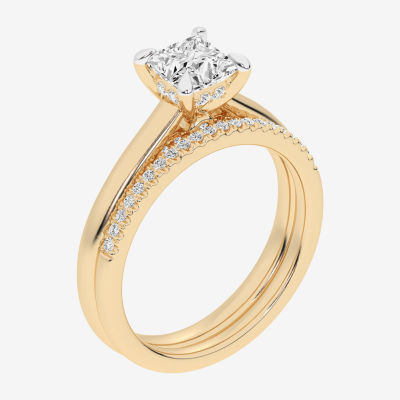 (G / Vs2-Si1) Womens 1 1/4 CT. T.W. Lab Grown White Diamond 14K Gold Solitaire Bridal Set