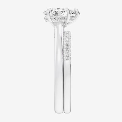 G / Vs2-Si1) Womens 1 1/4 CT. T.W. Lab Grown White Diamond 14K Gold Pear Solitaire Bridal Set