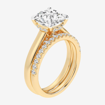 (G-H / Vs2-Si1) Womens 3 1/2 CT. T.W Lab Grown White Diamond 14K Gold Round Solitaire Bridal Set