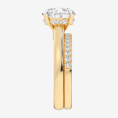 (G-H / Vs2-Si1) Womens 3 1/2 CT. T.W Lab Grown White Diamond 14K Gold Round Solitaire Bridal Set