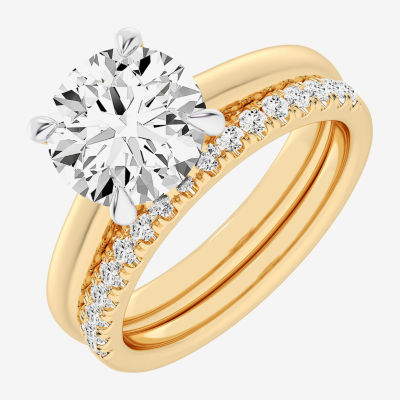 G-H / Vs2-Si1) Womens 3 1/2 CT. T.W Lab Grown White Diamond 14K Gold Round Solitaire Bridal Set