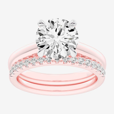 (G-H / Vs2-Si1) Womens 3 1/2 CT. T.W Lab Grown White Diamond 14K Gold Round Solitaire Bridal Set