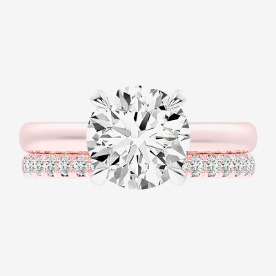 (G-H / Vs2-Si1) Womens 3 1/2 CT. T.W Lab Grown White Diamond 14K Gold Round Solitaire Bridal Set