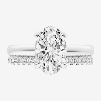 G-H / Vs2-Si1) Womens 3 1/2 CT. T.W Lab Grown White Diamond 14K Gold Oval Solitaire Bridal Set