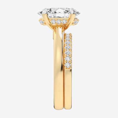 (G-H / Vs2-Si1) Womens 3 1/2 CT. T.W Lab Grown White Diamond 14K White Gold Oval Solitaire Bridal Set