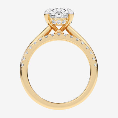 (G-H / Vs2-Si1) Womens 3 1/2 CT. T.W Lab Grown White Diamond 14K White Gold Oval Solitaire Bridal Set