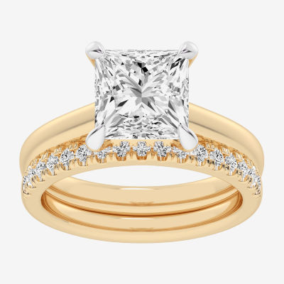 (G-H / Vs2-Si1) Womens 3 1/2 CT. T.W Lab Grown White Diamond 14K Gold Solitaire Bridal Set