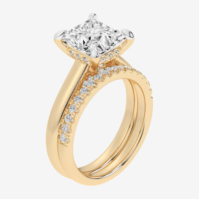 (G-H / Vs2-Si1) Womens 3 1/2 CT. T.W Lab Grown White Diamond 14K Gold Solitaire Bridal Set